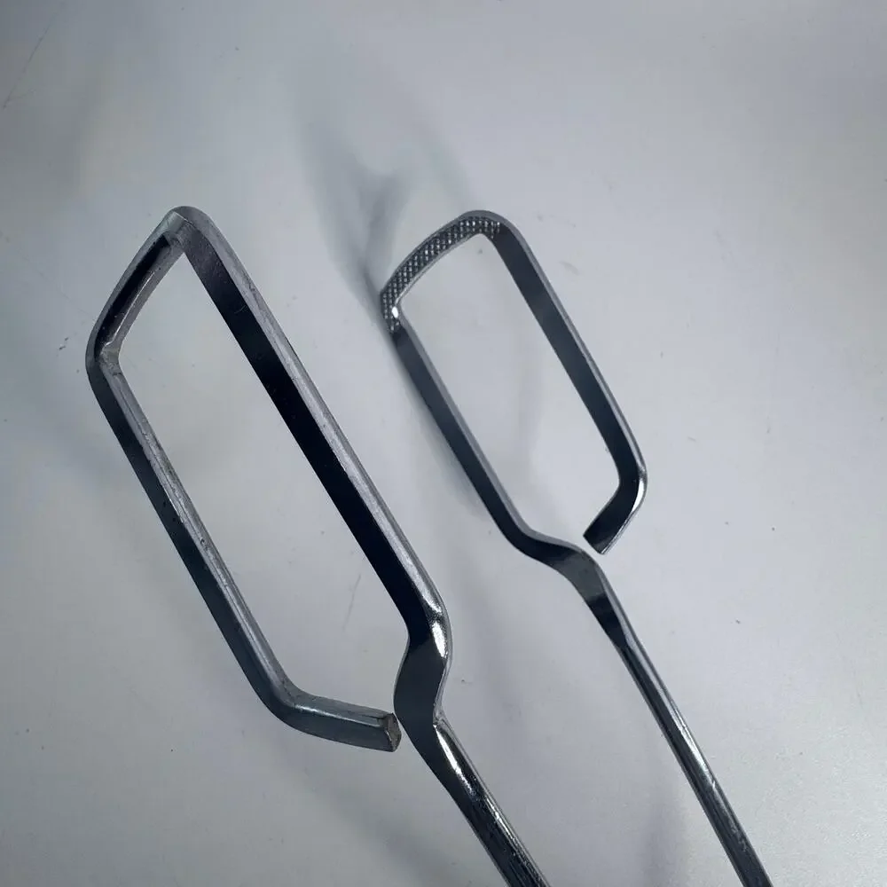 Vintage Stainless Steel Scissor Tongs Taiwan 14” White Coated Handle